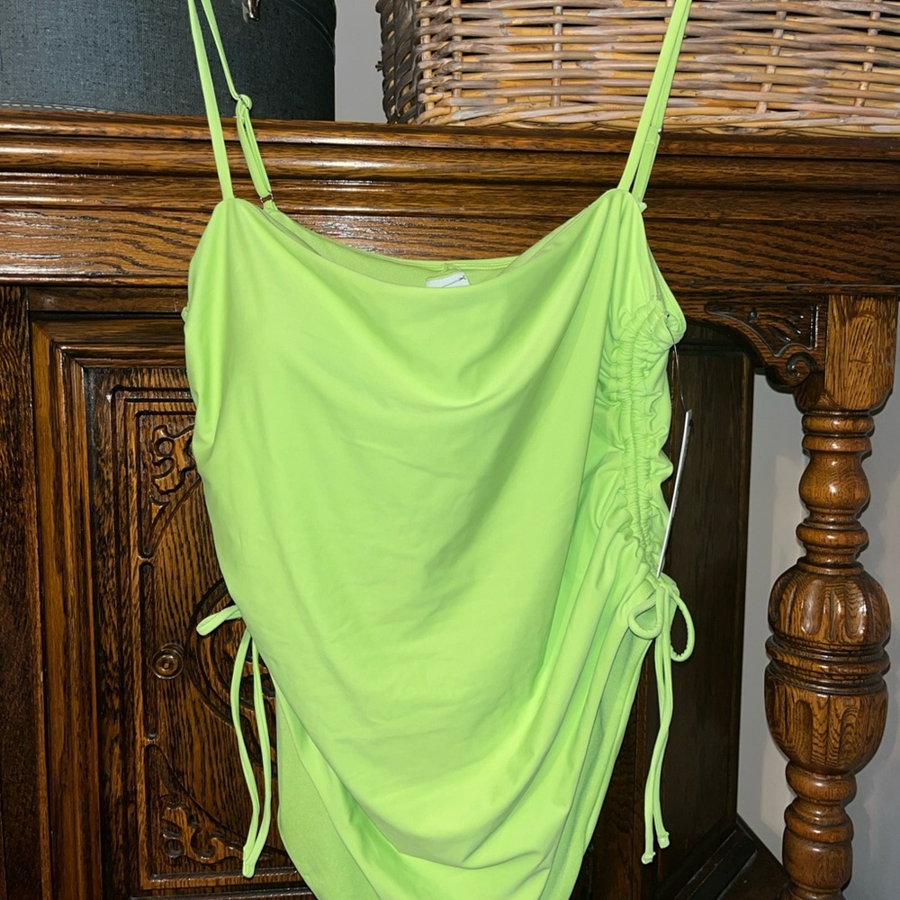No Boundaries Neon Lime Green One-Piece Swimsuit